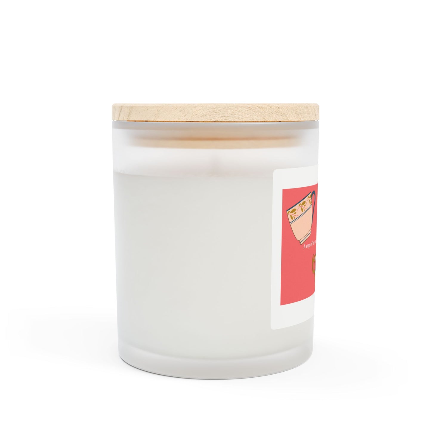 Relaxing Tea themed Frosted Glass Candle, 11oz